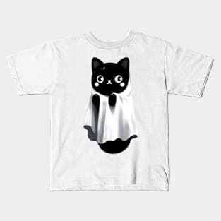 Funny black cat ghost Kids T-Shirt